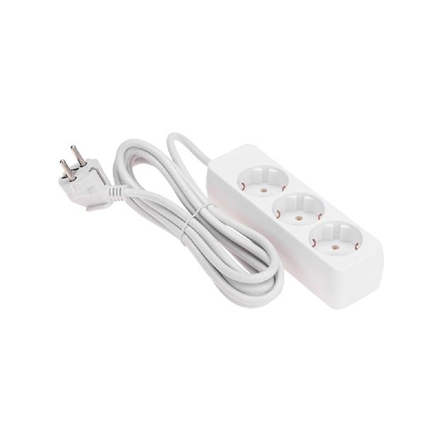 PROconnect (13-4209) Удлинитель 3 гнезда, 3м, 3х0,75мм?, с/з, белый фото 1