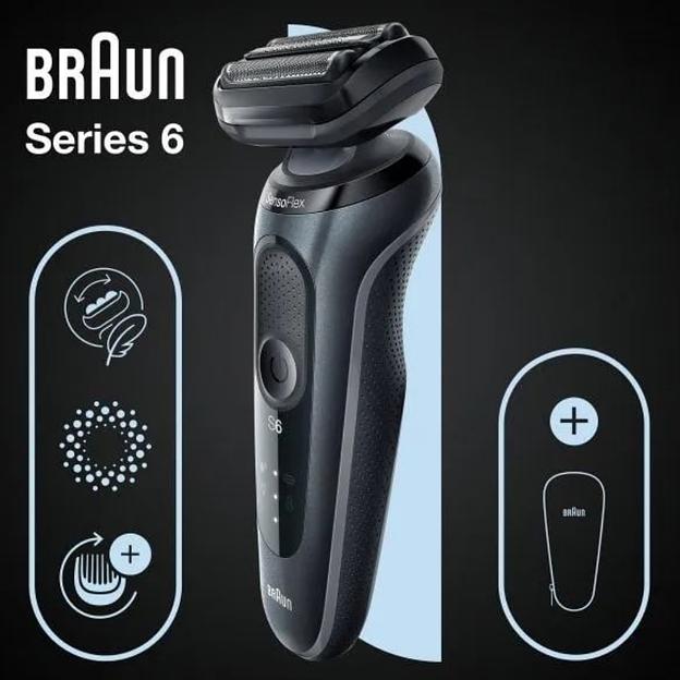 Бритва сетчатая Braun Series 6 61-N1000s реж.эл.:3 питан.:аккум. серый/черный фото 5
