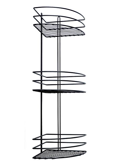 Полка для ванной комнаты «Консулл», 3-ярусная, угловая, 200х200х660 мм, черный полимер, арт. 4894-3/ЧПУОВ-3 Опт фото 1