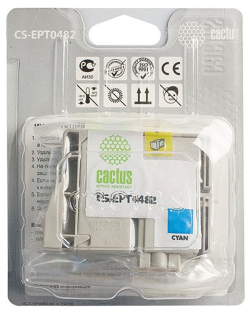 Картридж струйный Cactus CS-EPT0482 голубой (14.4мл) для Epson Stylus Photo R200/R220/R300/R320/R340/RX500/RX600/RX620/RX640 фото 3