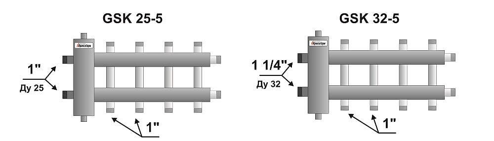 Распределительный коллектор с гидрострелкой ECO 60 кВт 5 контуров фото 2