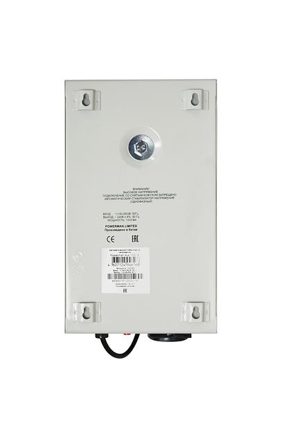 Стабилизатор POWERMAN AVS 1000S, ступенчатый регулятор, цифровые индикаторы уровней напряжения, 1000ВА, 140-260В, максимальный входной ток 7А, 1 евророзетка, IP-20, навесного исполнения, 290мм х 175мм х 68мм, 3,09 кг. POWERMAN AVS 1000S (POWERMAN AVS-1000 фото 2