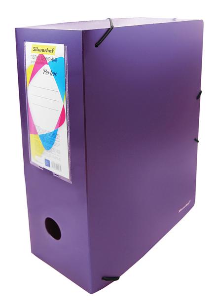 Папка архивная на резинке Silwerhof Perlen 311915-73 полипропилен 1мм корешок 100мм A4 сиреневый металлик фото 1