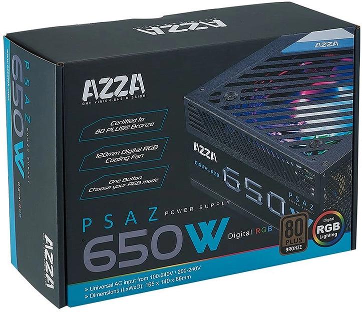 Блок питания Azza ATX 650W PSAZ-650B 80+ bronze (20+4pin) APFC 120mm fan 5xSATA RTL фото 7