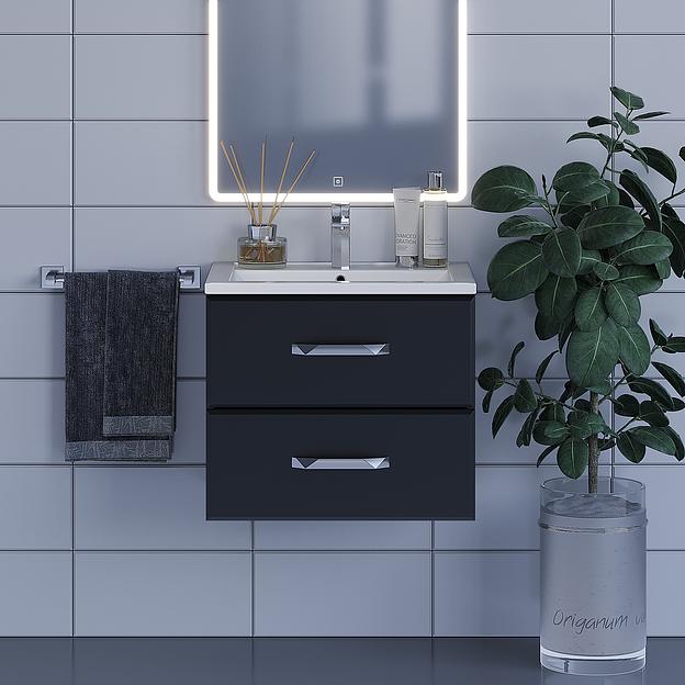 Тумба с раковиной для ванной Uperwood Foster 60 см, подвесная, черная фото 3