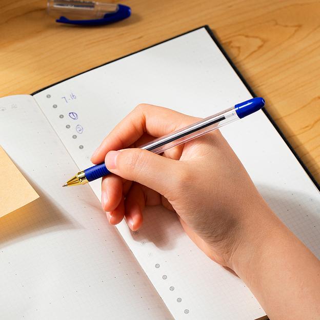 Ручка шариков. Deli Arris Golden CQ40-BL прозрачный d=0.7мм син. черн. фото 3