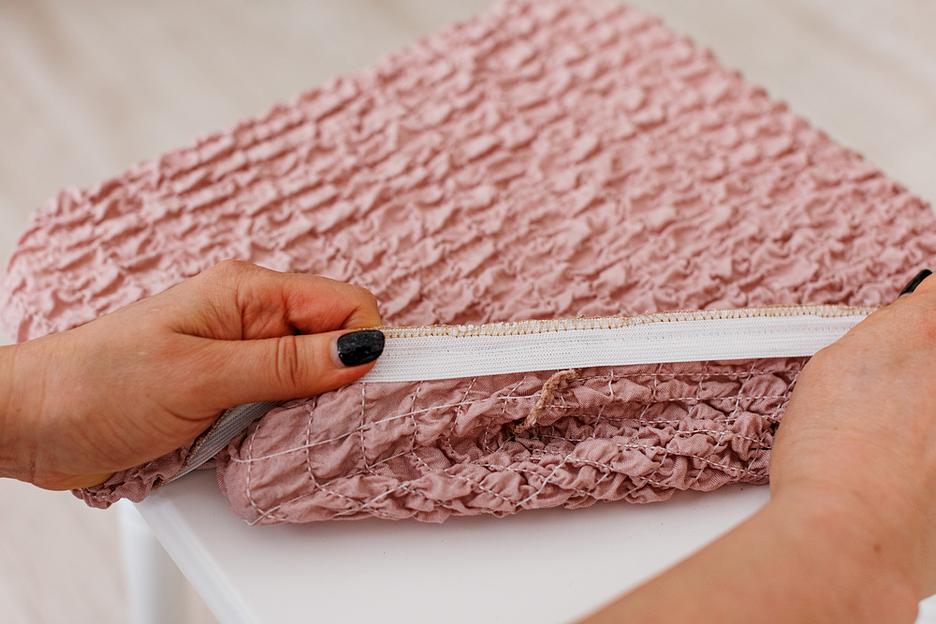 Чехол на табурет Чехлы&Пледы «Микрофибра» пепельно-розовый (2 шт) ОПТ фото 5