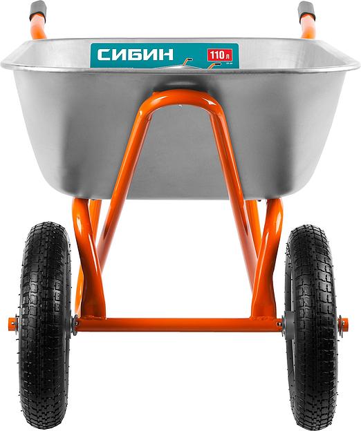 СИБИН СТ-22, 110 л, 200 кг, двухколесная, пневматические колеса, строительная тачка (39905) фото 5