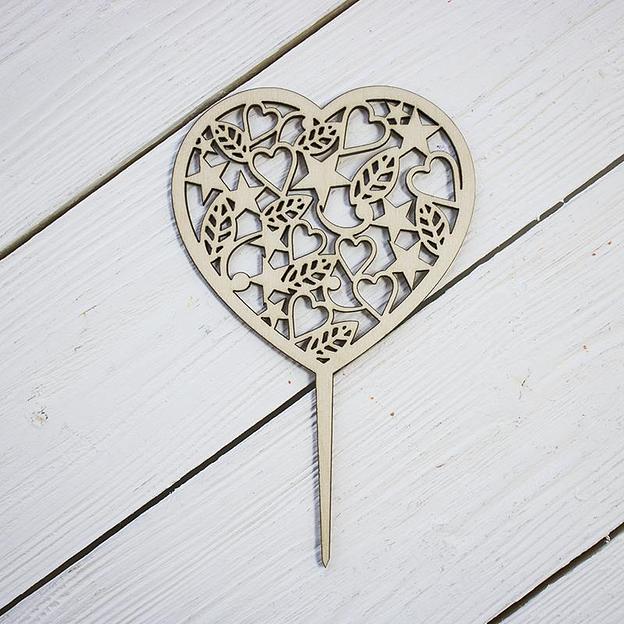 Топпер в торт Сердце 02 фанера фото 1