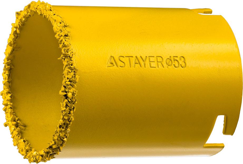 STAYER 53 мм, L 55 мм, карбид вольфрама, кольцевая коронка, Professional (33345-53) фото 1