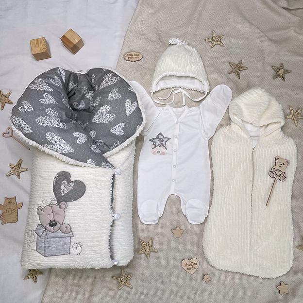 № 434 Комплект на выписку «Храброе сердце», молочный ОПТ фото 2