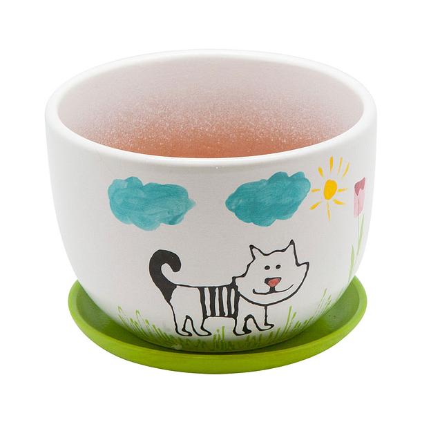 Керамический горшок с подставкой "Кот", 1,05л., Д148 Ш148 В100 фото 1