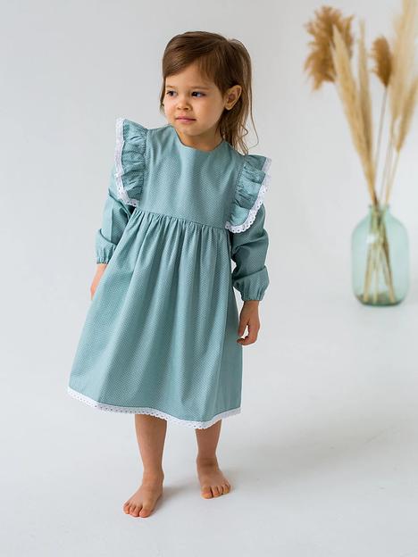 Платье MINI DI «Кристи» горошек на нефрите, арт.120/410 ОПТ фото 4