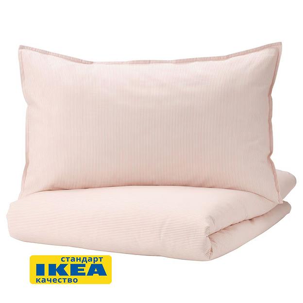 Пододеяльник 1,5 спальный, наволочка ПАЛЬМЕ (ИКЕА БЕРГПАЛМ) 150x200/50x70, светло-розовый, бязь KL-10500672 фото 3
