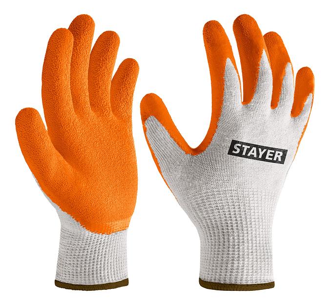 STAYER ULTRA, L-XL, х/б перчатки с рельефным латексным покрытием, противоскользящие (11403-XL) фото 1
