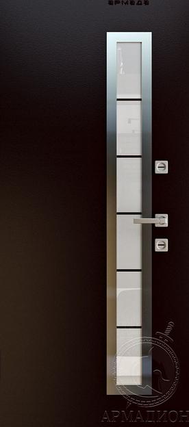 Наружная отделка входных дверей «Металл» 001 с окном фото 1