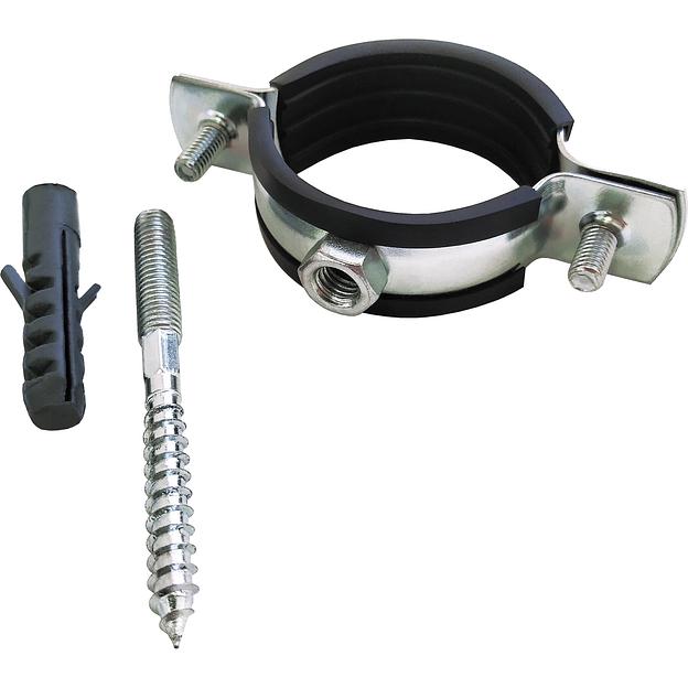 Хомут оцинк.с резин. уплотнением (РМ)(в компл.шпилька М8*80 и дюбель) (107-115 мм) 4" VALFEX (36) фото 1
