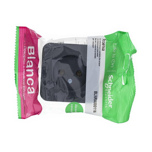 Systeme electric BLNRA000116 BLANCA О/У РОЗЕТКА без заземления без штор. ИЗОЛ.ПЛ., 16А, 250В, АНТРАЦИТ фото 2