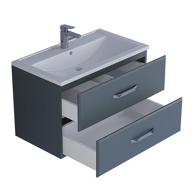 Тумба с раковиной для ванной Uperwood Foster 80 см, подвесная, серый графит фото 10
