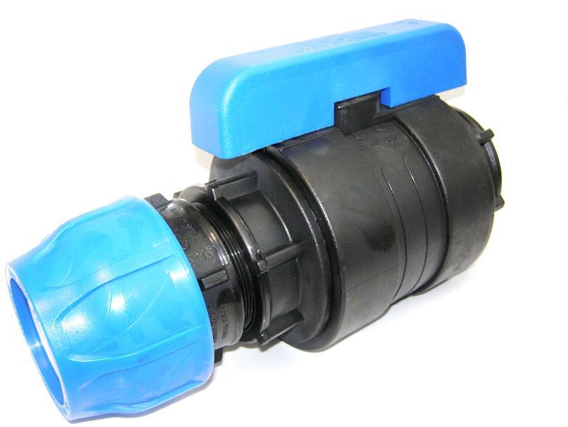 Кран шаровый ПНД 3x3 внутр/внутр резьба компрессионный фото 2