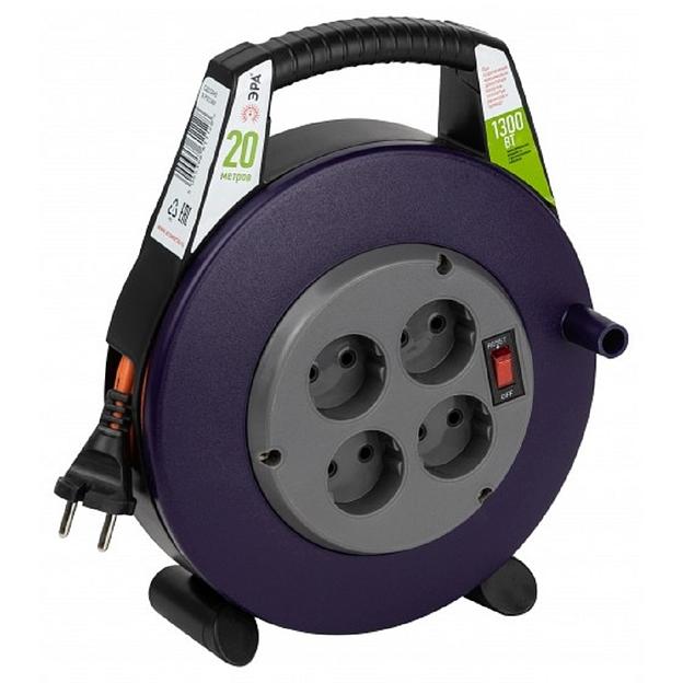 ЭРА Б0052924 Удлинитель силовой BPx-4-2x0,75-20m в закрытом корпусе без заземления с выключателем 4 розетки 20м ПВС 2x0,75мм2 6А фото 1