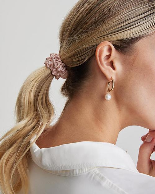 Шёлковая резинка для волос Basic «Sunset Pink» ОПТ фото 5