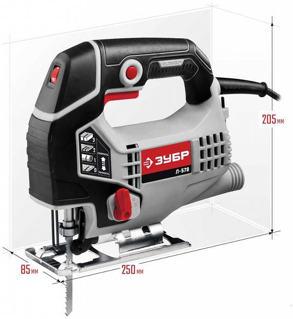 Лобзик Зубр Л-570 +1пил. 570Вт 3000ходов/мин от электросети фото 2