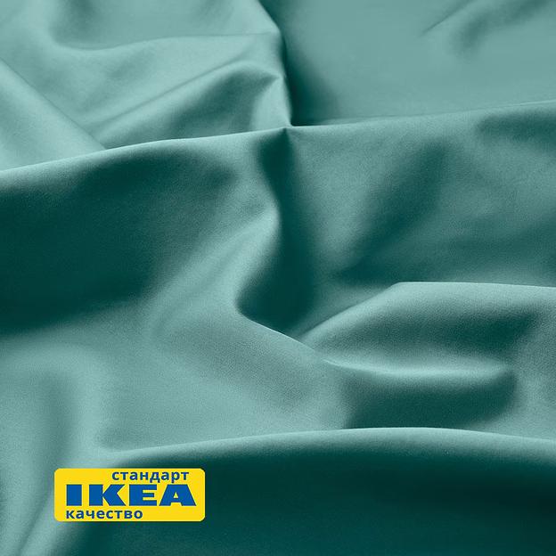Пододеяльник евро, 2 наволочки ЛЮТЕСМИО (ИКЕА ЛЮКТЭСМИН) 200x200/50x70, серо-бирюзовый, сатин KL-30484421 фото 3