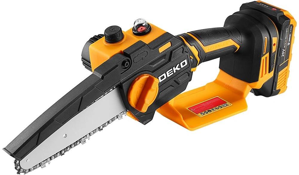DEKO DKCHS 20-6 PRO Пила цепная аккумуляторная [083-2011] { 20В, 2x2.2Ач, 2 шины и 2 цепи } фото 1