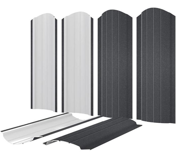 Штакетник металлический полукруглый Slim фигурный 0,5 мм Стальной бархат фото 1