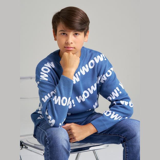 Джемпер «Вау» синий, для мальчиков ОПТ фото 5
