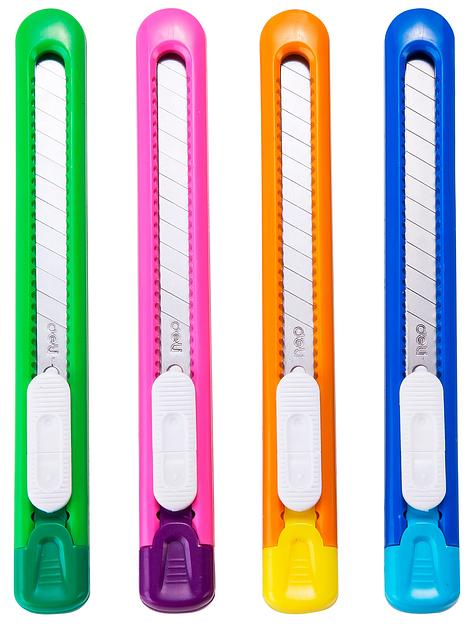 Нож канцелярский Deli E2054 шир.лез.9мм фиксатор ассорти фото 1