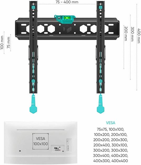 Кронштейн для телевизора Onkron TM5 черный 32"-65" макс.68кг настенный наклон фото 3