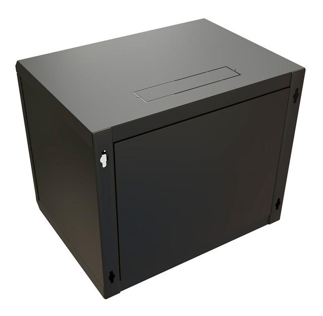 WRline Шкаф настенный 19-дюймовый (19"), 12U, 650х600х450мм, металлическая передняя дверь с замком, две боковые панели, цвет черный (RAL 9004) (разобранный) фото 2