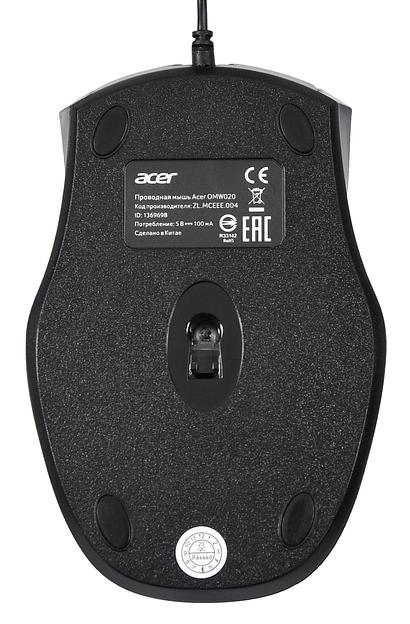 Мышь Acer OMW020 черный оптическая (1600dpi) USB (3but) фото 2