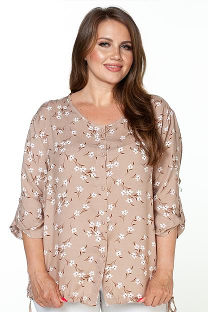 Туника штапель  4117/08/Бежевый, белый  фото 7