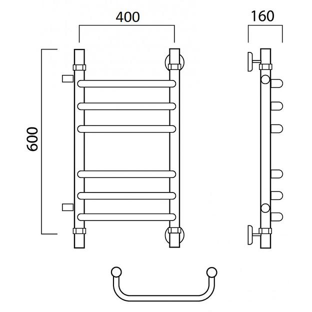 Полотенцесушитель водяной Роснерж Скоба L102011 60x40 с боковым подключением 500 групповой фото 2