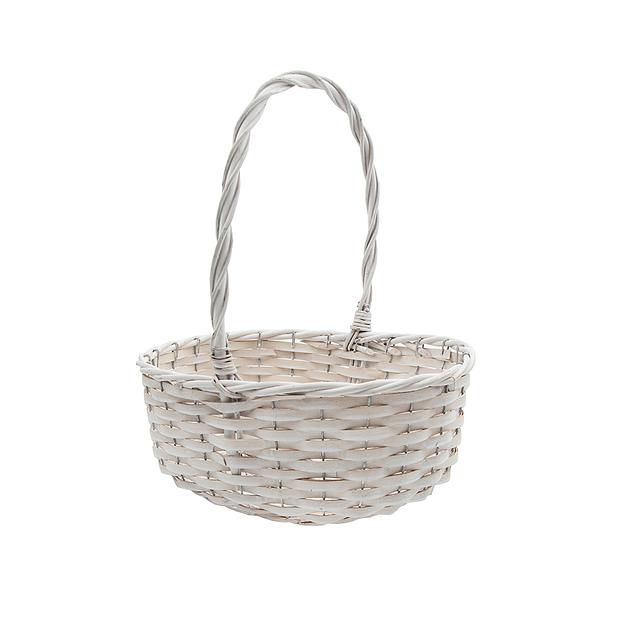 Корзина подарочная c ручкой овальная Д290 Ш200 В120, белый фото 1