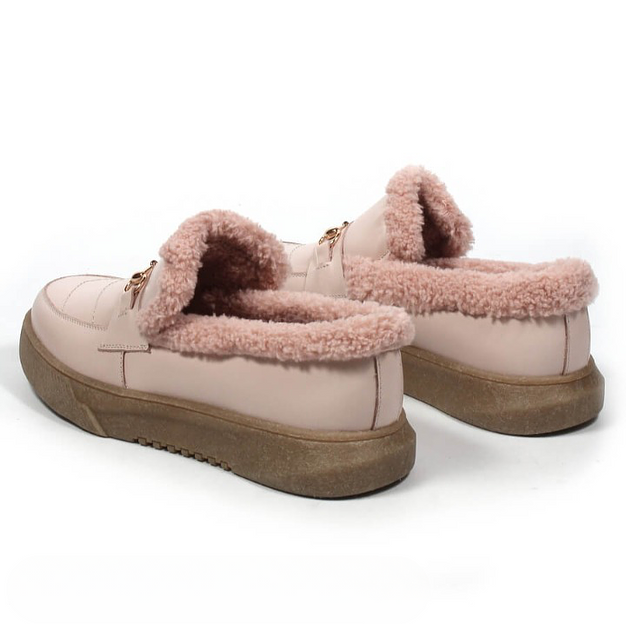 Слипоны утеплённые TAIS из натуральной кожи, арт.MT456 розовый ОПТ фото 6