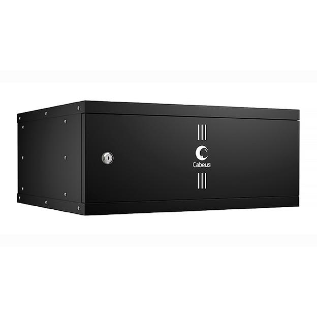 Cabeus WSC-05D-4U55/45m-BK Шкаф телекоммуникационный настенный 19" 4U, серия LIGHT разборный, дверь металл, цвет черный фото 1