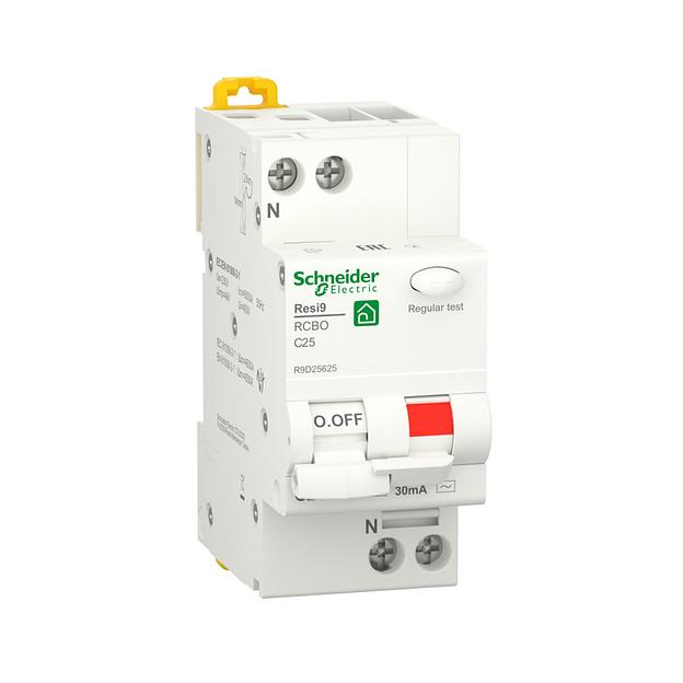 Дифференциальный автоматический выключатель SE АВДТ 1P+N С 25А 6 kA 30мА АС R9D25625 фото 1