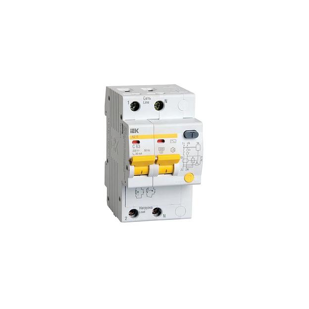 Автоматический выключатель дифф. тока IEK АД12 (MAD10-2-050-C-030) 50A тип C 4.5кА 2П 230В 3 модуля белый (упак.:1шт) фото 1