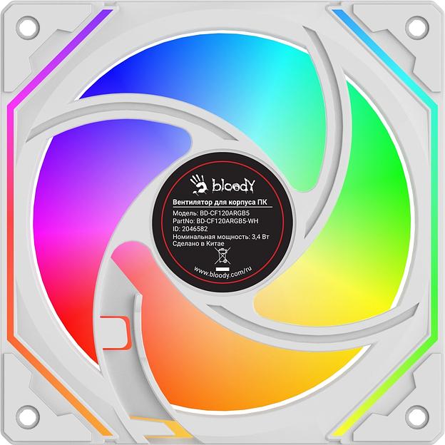 Вентилятор для корпуса Bloody BD-CF120ARGB5 ARGB 120х120x25 белый 4-pin 26дБ (BD-CF120ARGB5-WH) Ret фото 6