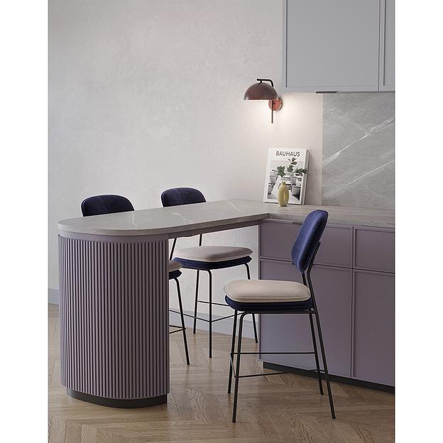 Стул полубарный Pea, велюр, темно-синий/бежевый фото 4