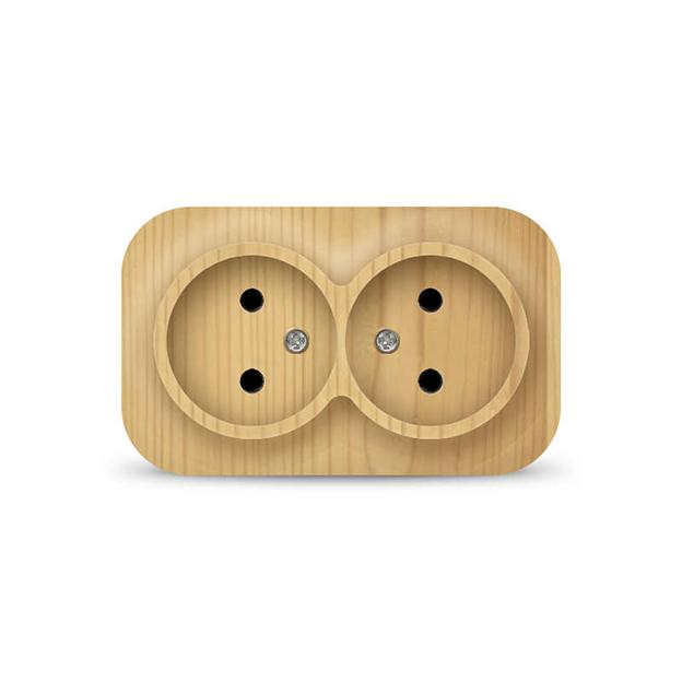 Розетка 2-м ОП 10А IP20 без заземл. сосна IONICH 1438 фото 1