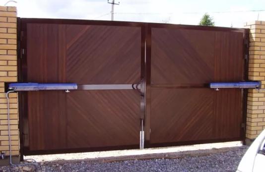 Автоматические распашные ворота 2000×3400 мм RAL 8011 фото 1