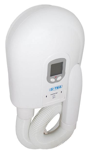 Фен настенный со шлангом G-teq 8723, 1000 Вт, 1 кВт, 15 м/с, пластик белый с дополнительной розеткой фото 3