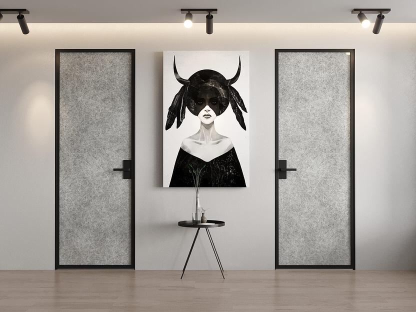 Межкомнатная дверь Linum, декоративный триплекс DA5−1 (Лён) на заказ фото 1