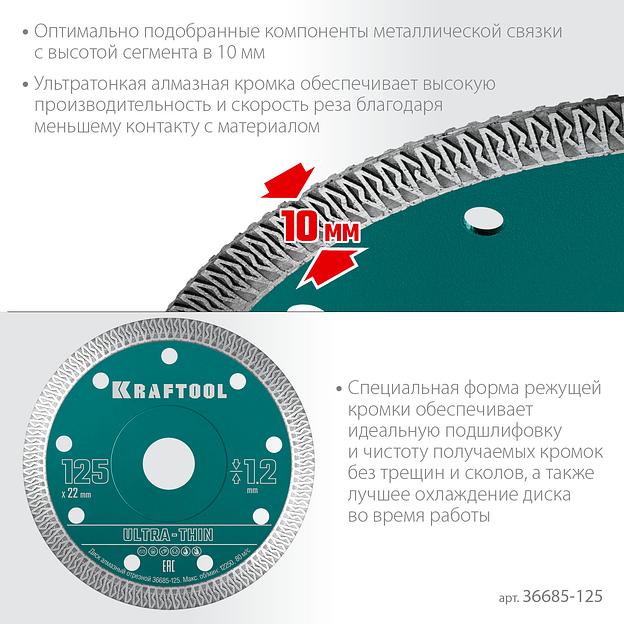KRAFTOOL ULTRA-THIN 125х1.2 мм ультратонкий алмазный диск (36685-125) фото 4