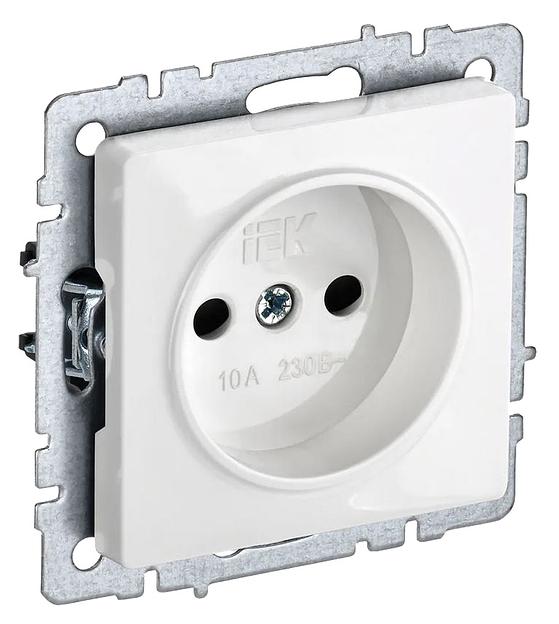 Розетка силов. IEK Brite РС10-1-0-БрБ BR-R10-10-K01 одинар. скрыт. белый (упак.:1шт) фото 1